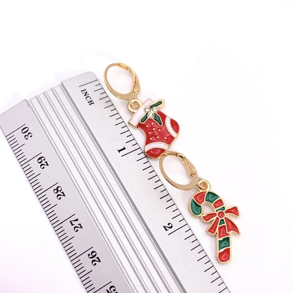 2 Pairs! Christmas Stockings and Candycane Earrings - Picture 3 of 4